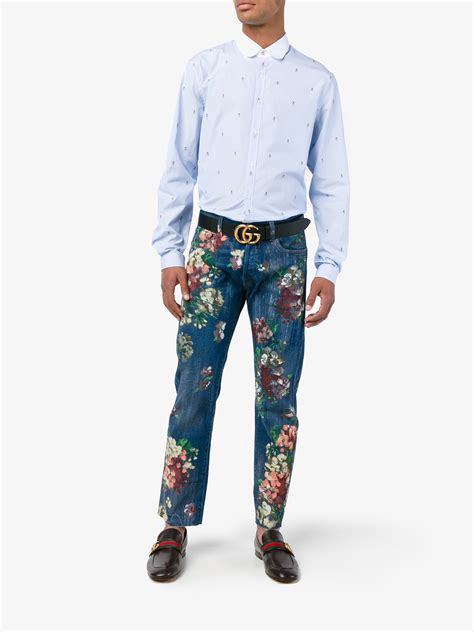 gucci floral painted jeans mens